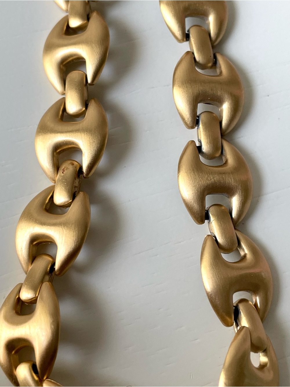 Vintage Monet matte goldtone link choker necklace horse bit Old Money - Picture 6 of 15
